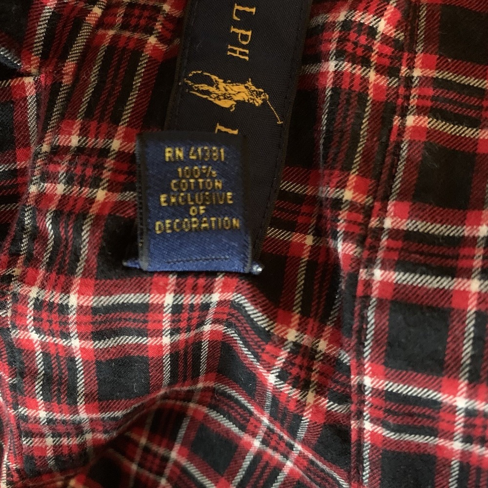 Polo Ralph Lauren Shirt Mens Large Long Sleeve Button Down Tattersall Plaid - Picture 6 of 7